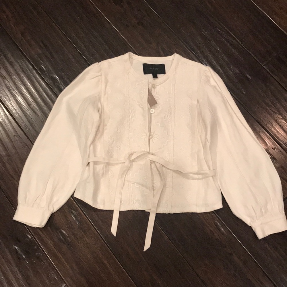 J Crew Linen Embroidered Jacket - Picture 5 of 7